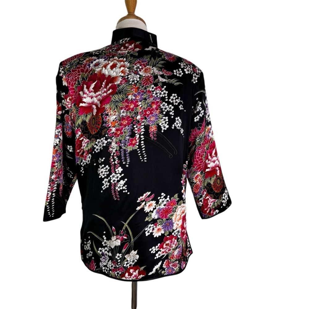 Grace Chang Silk Jacket Black Floral Size S - Picture 3 of 9